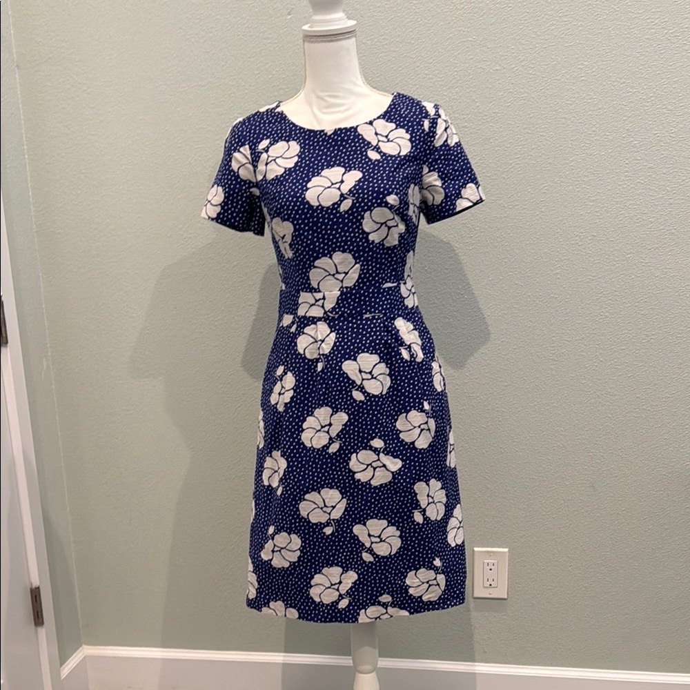 Boden Blue and White Midi Dress